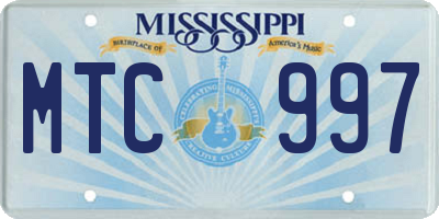 MS license plate MTC997