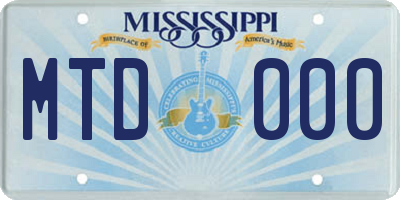 MS license plate MTD000