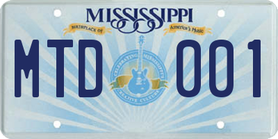 MS license plate MTD001