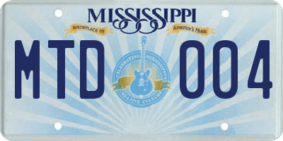 MS license plate MTD004