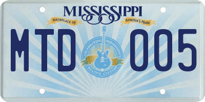 MS license plate MTD005