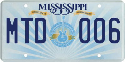 MS license plate MTD006