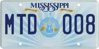 MS license plate MTD008