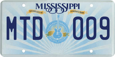 MS license plate MTD009
