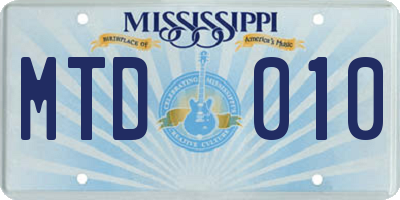 MS license plate MTD010
