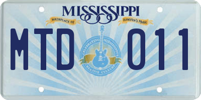 MS license plate MTD011