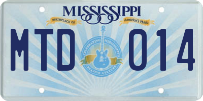 MS license plate MTD014