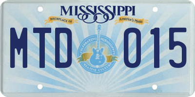 MS license plate MTD015
