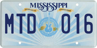MS license plate MTD016