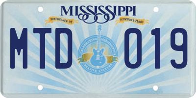 MS license plate MTD019