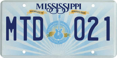 MS license plate MTD021