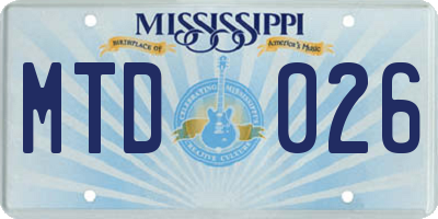 MS license plate MTD026