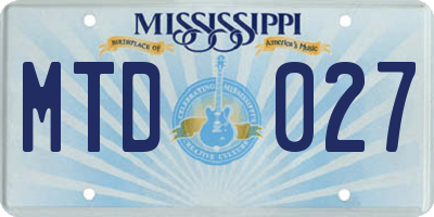 MS license plate MTD027