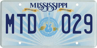 MS license plate MTD029