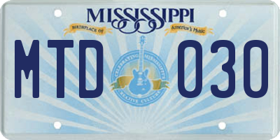 MS license plate MTD030