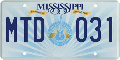 MS license plate MTD031