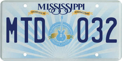 MS license plate MTD032