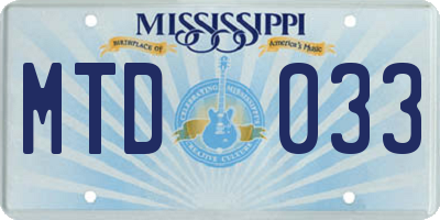 MS license plate MTD033