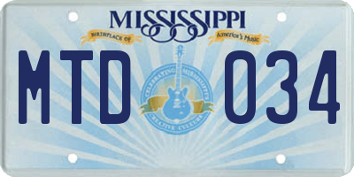 MS license plate MTD034