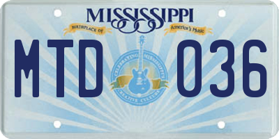 MS license plate MTD036