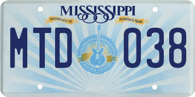 MS license plate MTD038