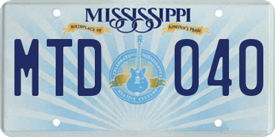 MS license plate MTD040