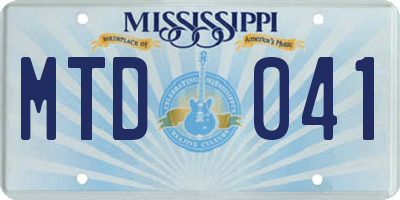 MS license plate MTD041