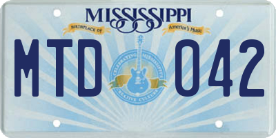 MS license plate MTD042