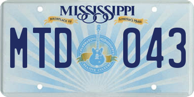 MS license plate MTD043