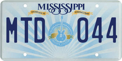 MS license plate MTD044