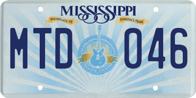 MS license plate MTD046