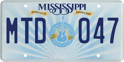 MS license plate MTD047