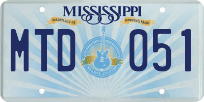 MS license plate MTD051
