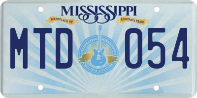 MS license plate MTD054