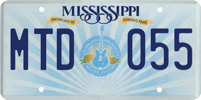 MS license plate MTD055