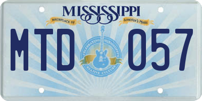 MS license plate MTD057