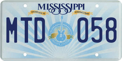 MS license plate MTD058