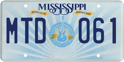 MS license plate MTD061