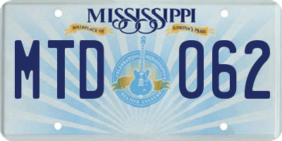 MS license plate MTD062