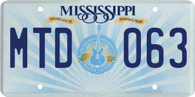MS license plate MTD063