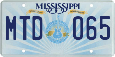 MS license plate MTD065