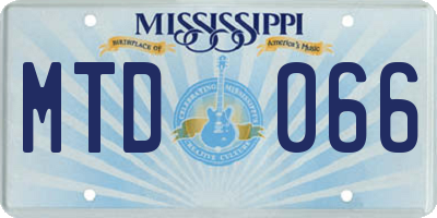 MS license plate MTD066