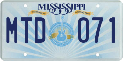 MS license plate MTD071