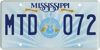 MS license plate MTD072