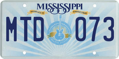 MS license plate MTD073