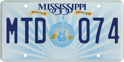 MS license plate MTD074