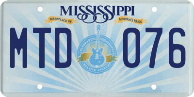 MS license plate MTD076