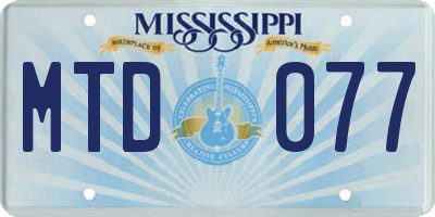 MS license plate MTD077