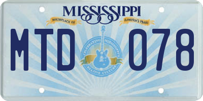 MS license plate MTD078