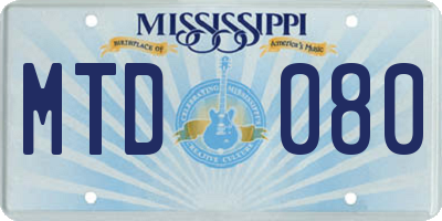 MS license plate MTD080